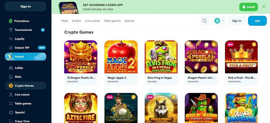 Goodman Casino Crypto Games