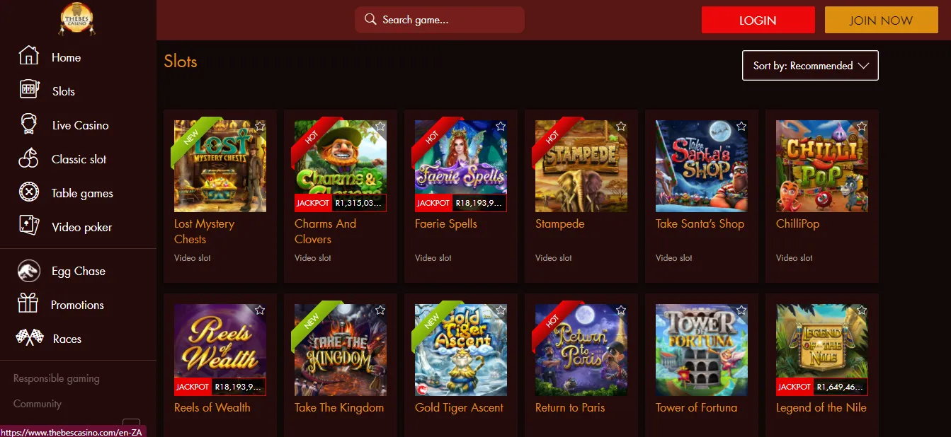 Thebes Casino Games