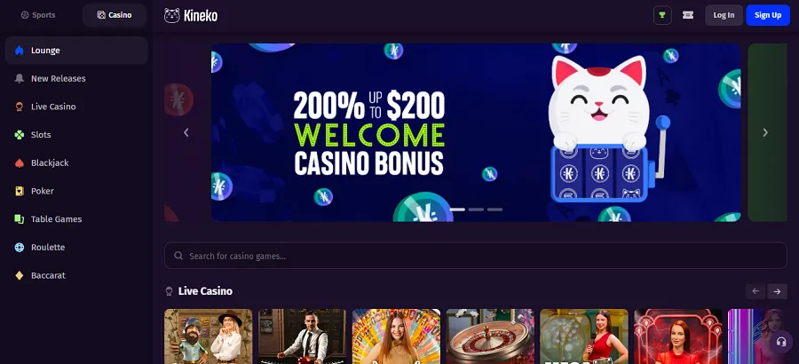 kineko casino home page