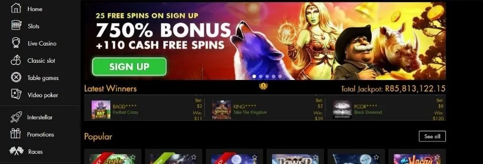 Winnerama Casino Homepage