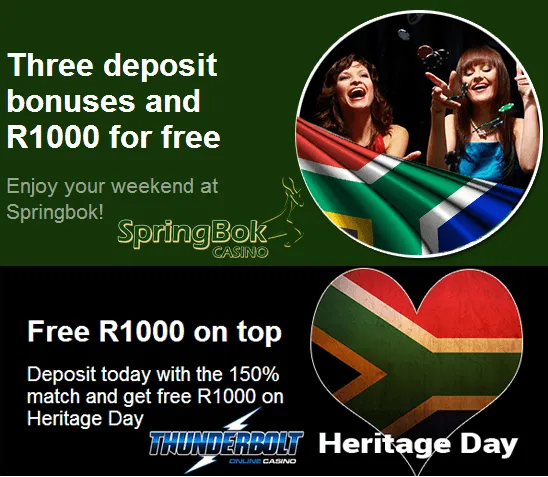 Get Free Cash to Celebrate Heritage Day at Springbok and Thunderbolt
