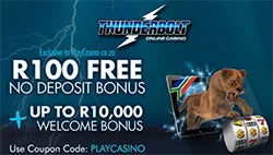 Thunderbolt Online Casino Offers R10,000 Welcome Package