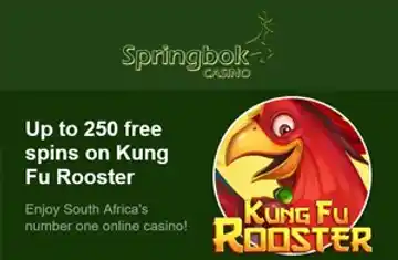 Get up to R15,000 and 250 Spins on Kung Fu Rooster at Springbok Casino