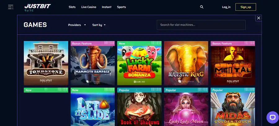 JustBit Casino Slot Games