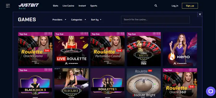 JustBit Casino Live Games