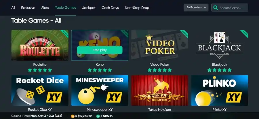 Bitcoin Games Casino Table Games