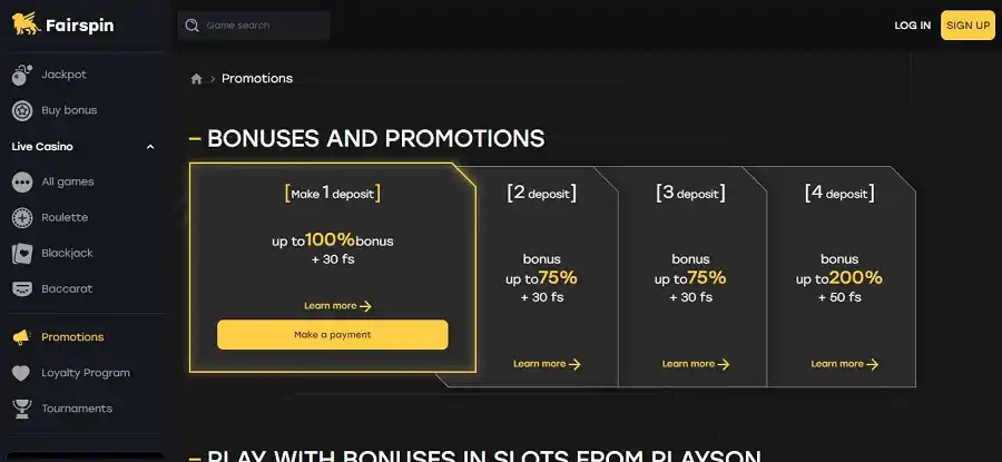 Fairspin Casino bonus