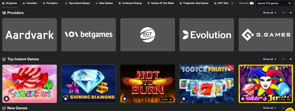 Easybet Vegas Casino Games Catalogue