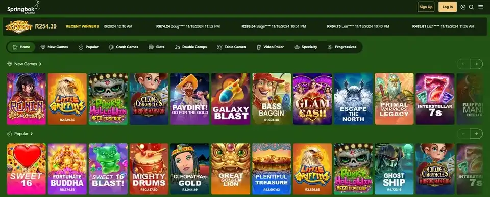 Springbok Casino Games