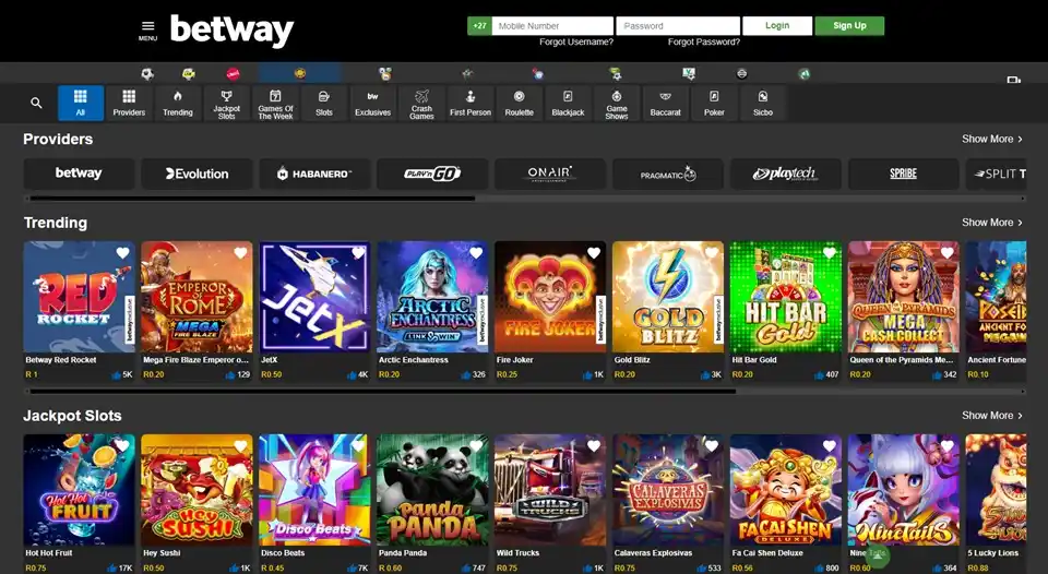 Betway Games Page