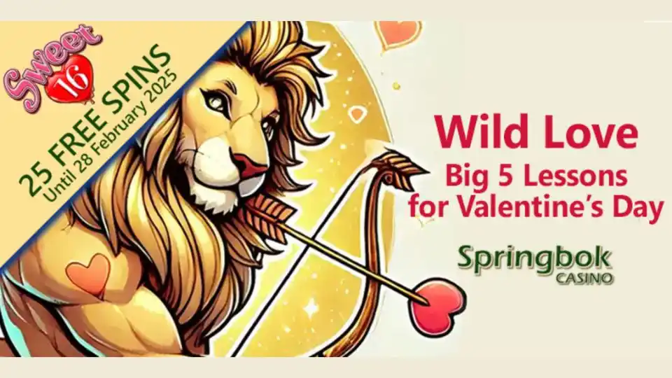 25 Free Spins on Sweet 16 at Springbok for Valentine's Day