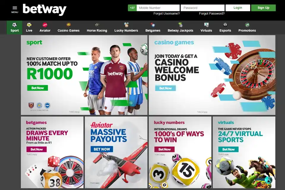 Betway Homepage Screenshot