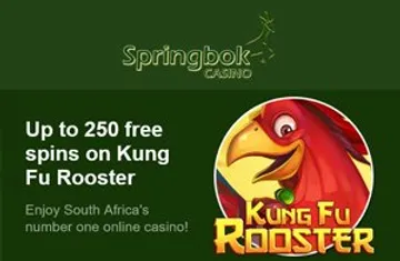 Get up to R15,000 and 250 Spins on Kung Fu Rooster at Springbok Casino